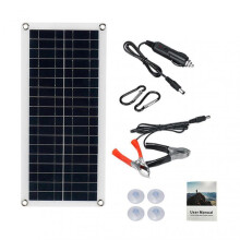 (Only Solar Panel) 10W/30W/100W Flexible Solar Panel - Dual Output 12V/24V Battery Charger for Car/Boat/RV with Smart Controller