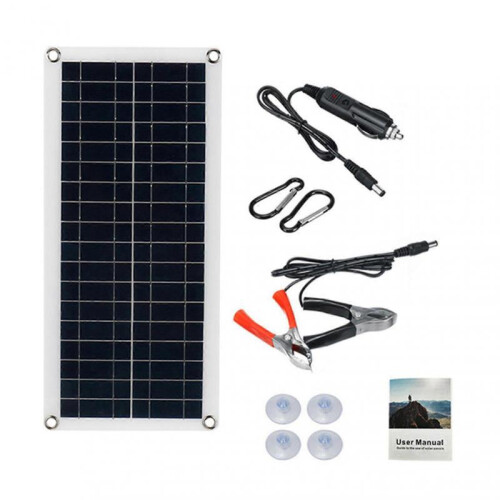 (Only Solar Panel) 10W/30W/100W Flexible Solar Panel - Dual Output 12V/24V Battery Charger for Car/Boat/RV with Smart Controller