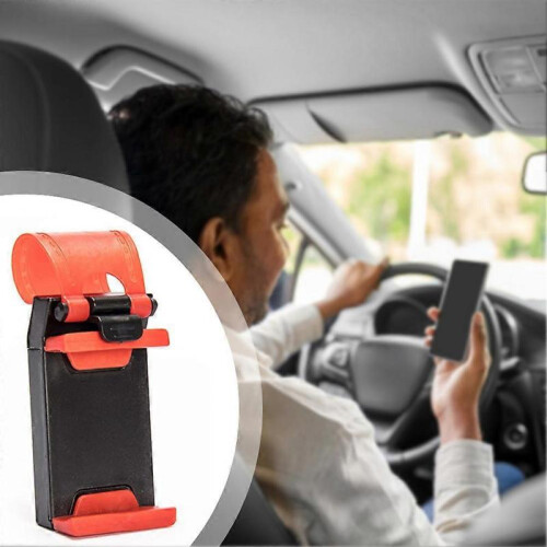 (Yellow) Car Steering Wheel Phone Mount Small Size Portable for Navigation 2