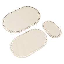 3 Pieces Wooden Basket Bottoms Oval Solid for DIY Crochet Basket Supplies
