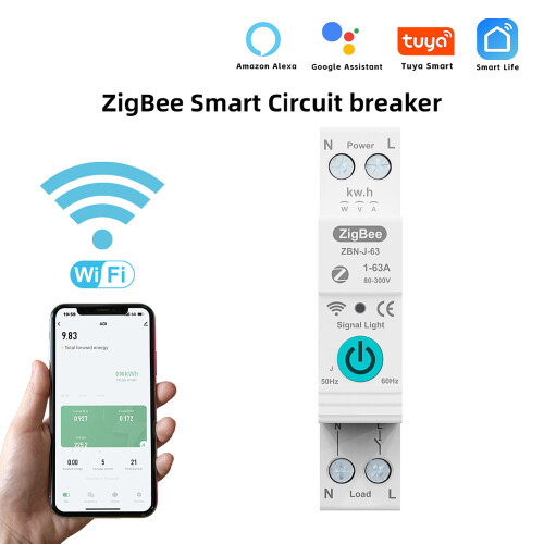 Disjoncteur ZigBee 63 A 87x72x19mm Blanc