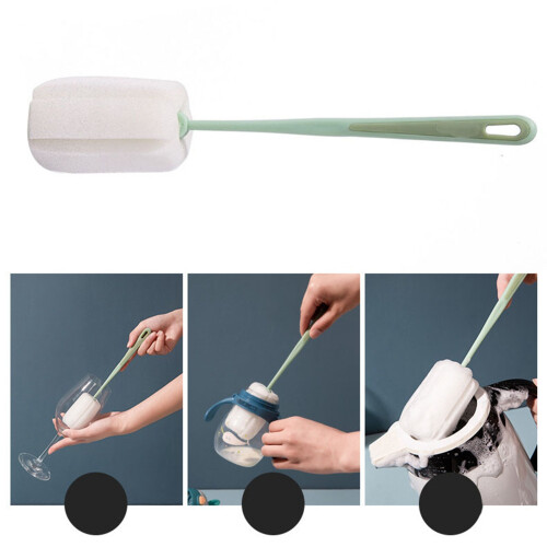 Cepillo de esponja para tazas con mango largo y limpiabotellas 2