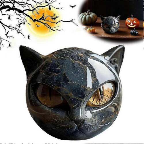 Black Cat Stone Sculpture  Elegant Home Dcor & Gift 2