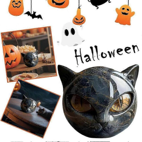 Black Cat Stone Sculpture  Elegant Home Dcor & Gift 1