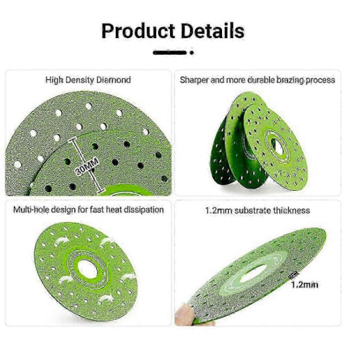 3PCS 115MM Vacuum Brazed Ultra-Thin Multi-Pore Flat Abrasive Sheet Disc for Porcelain Ceramic Tile Diamond Saw Blade 2
