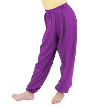 (8-9 Years)Girls Boy Harem Trousers Ali Baba Plain Pants Leggings Pants Bottoms Purple