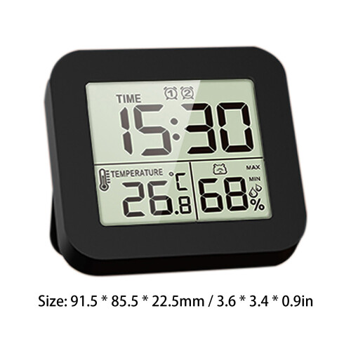 Reloj LCD higrotermógrafo con 2 alarmas Blanco/Negro 1