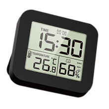 Reloj LCD higrotermógrafo con 2 alarmas Blanco/Negro