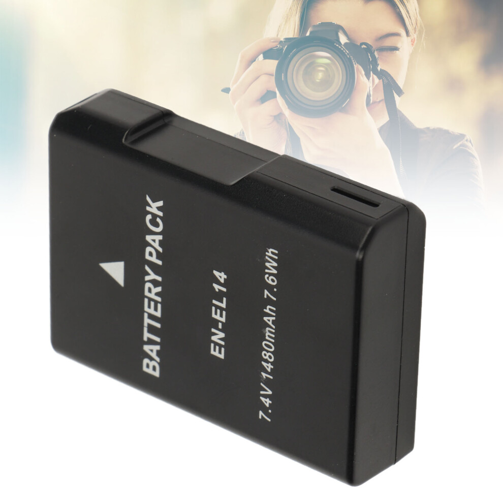 Lithium Ion Camera Battery En-El14 1480Mah 7.4V Replacement 8021335619172