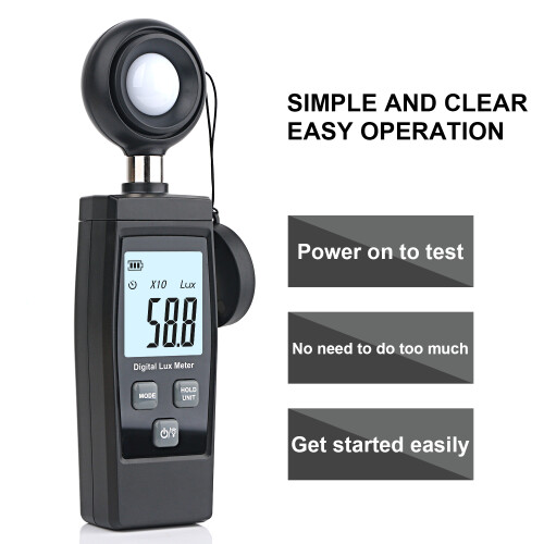 Handheld Lux Meter Digital Photometer 200,000 Lux, Compact & Accurate 1