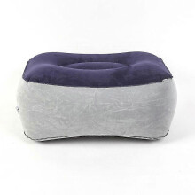 (Grey Blue)Portable Inflatable Foot Rest Pillow Cushion PVC Air Travel Office Home Leg Up Footrest Relaxing Feet Tool