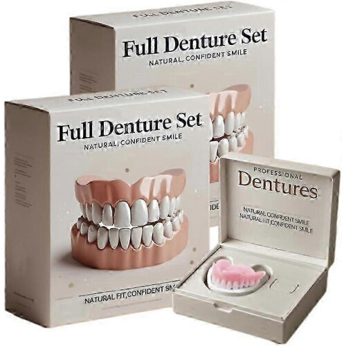 (2pcs)1/2/3x Advanced Customized Full Denture Set, Silicone Reline Denture Set