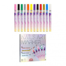 (1 Set)0.5mm Nail Polish Pens Set DIY Nail Art Graffitis Pen with 0.5mm Tip for Wearable Nails