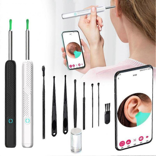 (Black)Ear Wax Removal Tool Kit with Camera Comfortable Painless Ear Picking Spoon Smart Visual Ear Cleaner with 6 Ear Scoops 1