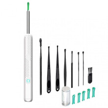 (White)Ear Wax Removal Tool Kit with Camera Comfortable Painless Ear Picking Spoon Smart Visual Ear Cleaner with 6 Ear Scoops