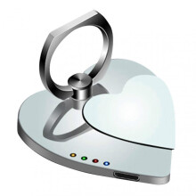 (Silver)3-in-1 Phone Ring Holder Lighter, USB Rechargeable Electric Arc Lighter, Heart-Shaped Flameless Lighter & Phone Ring Buckle Bracket