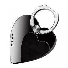 (Black)3-in-1 Phone Ring Holder Lighter, USB Rechargeable Electric Arc Lighter, Heart-Shaped Flameless Lighter & Phone Ring Buckle Bracket