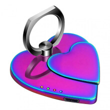 (Color)3-in-1 Phone Ring Holder Lighter, USB Rechargeable Electric Arc Lighter, Heart-Shaped Flameless Lighter & Phone Ring Buckle Bracket