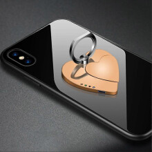(Glod)3-in-1 Phone Ring Holder Lighter, USB Rechargeable Electric Arc Lighter, Heart-Shaped Flameless Lighter & Phone Ring Buckle Bracket
