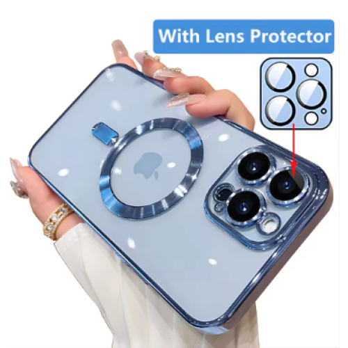 (For iPhone 16 Plus) Silver Magnetic Plating Case For iPhone 2