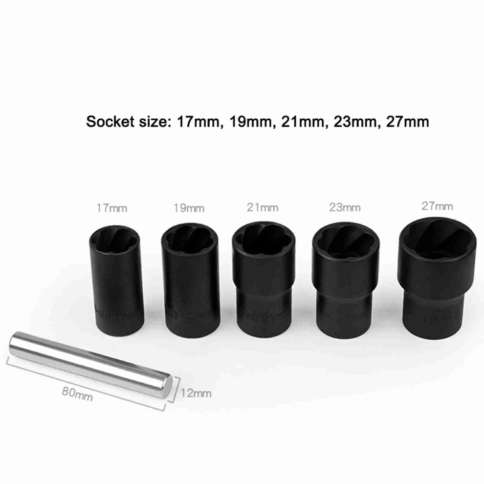 6Pcs Chrome Moly Nut Remover Kit | Rusted Bolt Extractor Set In Storage Box 7901335624325