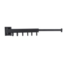 Wall Mounted Retractable Clothes Drying Rack Black Zinc Alloy for Balcony & Bedroom