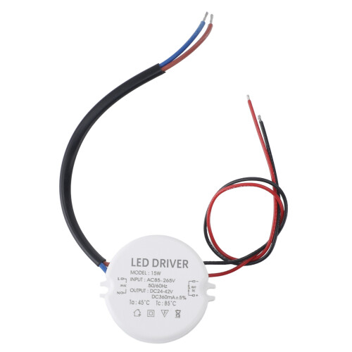 Driver d'alimentation LED ABS rond 43 mm x 24 mm 360 mA 15 W 1