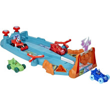 PJ Masks Djurkraft Smash och Zoom Racetrack, Zoomzania Bilset med 4 Bilar för Barn 3 År och Uppåt
