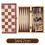 Ensemble en bois 3-en-1 Échecs, Dames et Backgammon 34x17cm 3