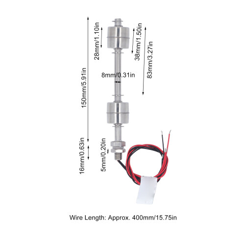 Interrupteur à flotteur 150 mm en acier inoxydable 0-220V 1