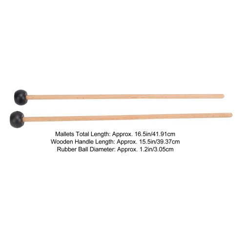 2PCS Glockenspiel Mallet Set, Rubber & Solid Wood, 16.5 Inch 1