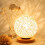 Lampe de table LED à boule en rotin 3 W, à intensité variable, naturelle 4