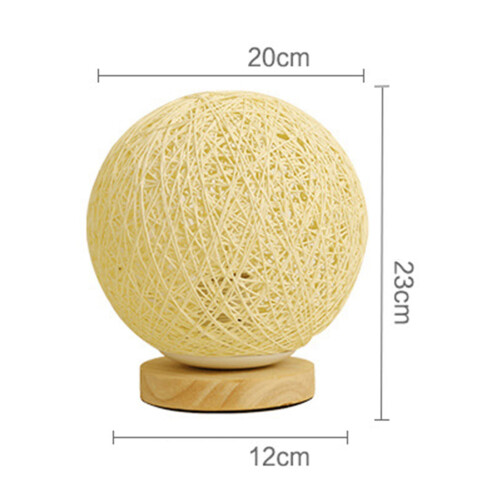 Lampe de table LED à boule en rotin 3 W, à intensité variable, naturelle 1