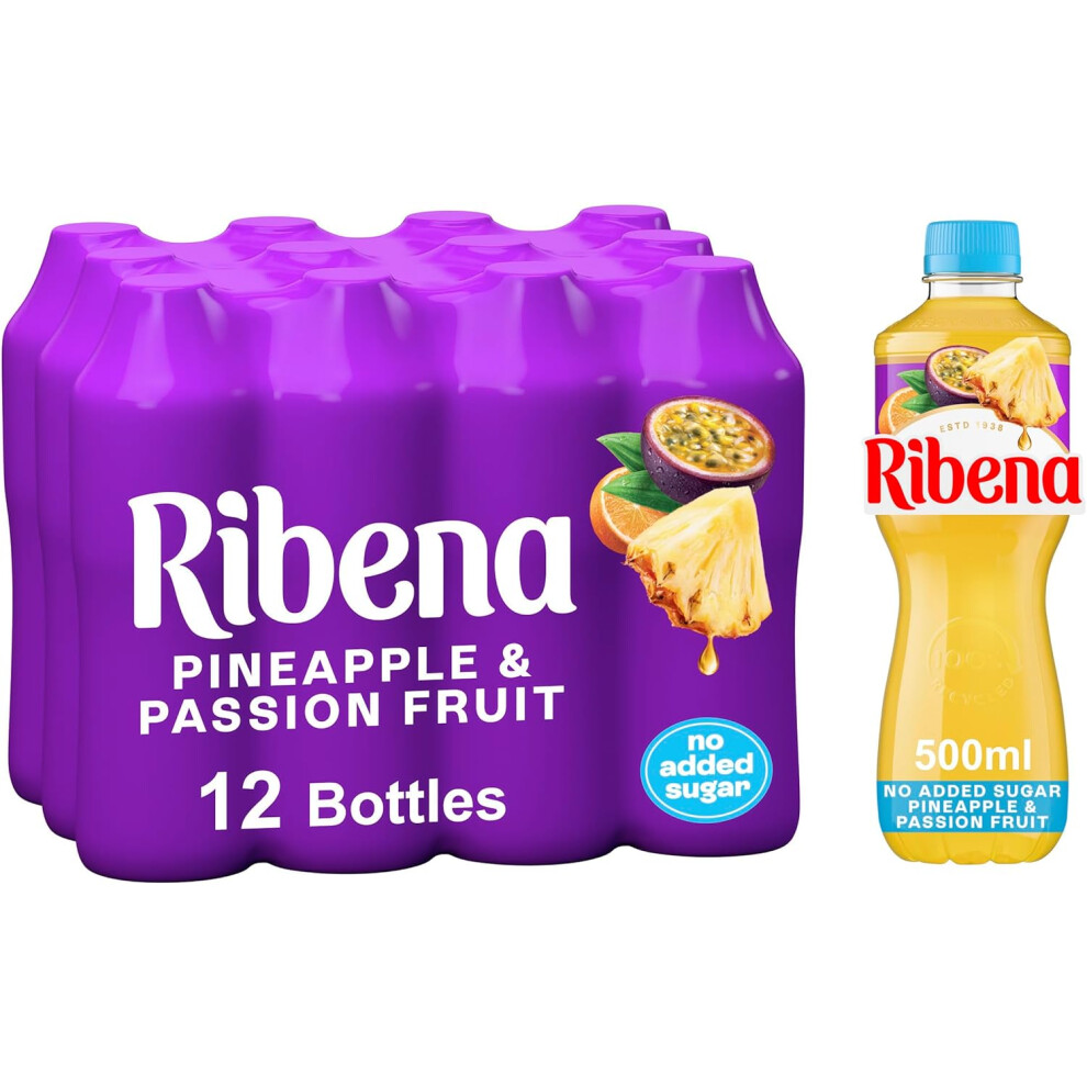 Ribena Pineapple And Passion Fruit Juice Drink No Added Sugar 500Ml Multipack Of 12 | Real Fruit Rich In Vitamin C No Artificial Colours Or Flavours