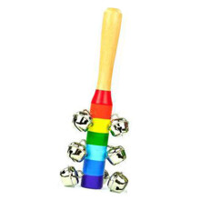 Jingle Rattle Glocke Holzgriff Glockenstab Schüttelspielzeug Handjingle-Glocke für Kinder