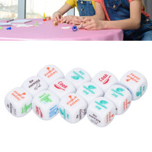 12 Stück Novität-Hausarbeit-Würfel Spielzeug Rollenspiel Hausarbeit Verteilung Haushalts-Würfel Spielzeug für Paare Familie 20mm