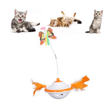 Jouet rotatif pour chat 12x7,5 cm 1500 mAh 2 vitesses Orange-rouge