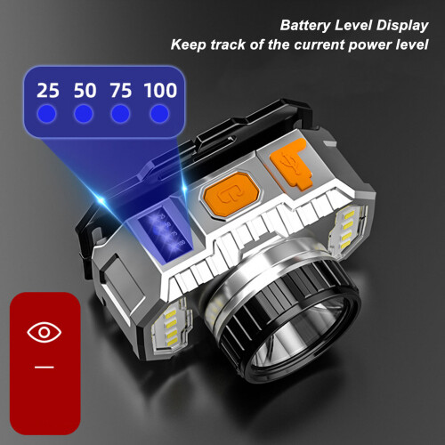 Linterna frontal LED mini 1200mAh USB Recargable 2