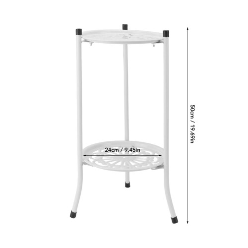 Supporto per piante bianco a due livelli in ferro, 50 cm, 570 g 1