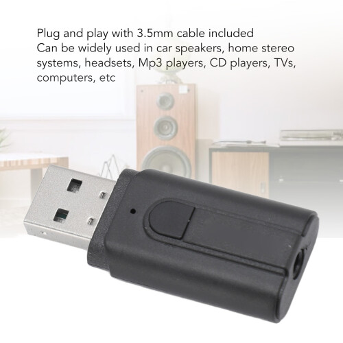 Adattatore USB Bluetooth 5.3 per auto con microfono ausiliario da 3,5 mm 2