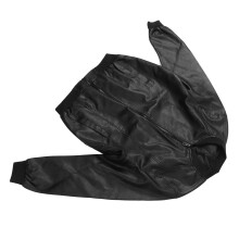 Herbst/Winter PU-Lederjacke für Herren, Casual mit Stehkragen, Reißverschluss, Rippenbündchen, Outwear mit Schrägtaschen, Schwarz, Größe 54