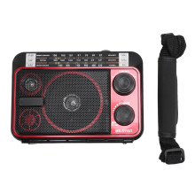 Radio télescopique à ondes courtes Bluetooth 5.0 1200 mAh Noir/Rouge