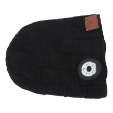 Beanie-Musik-Licht-Hut BT Schwarz USB aufladbar Warme Verstärkungsgefütterte, verstellbare Helligkeit, Musiklichthut zum Campen