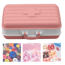 Mini Medicine Box 6 Compartments Travel Plastic Container 10x7.5x3.8cm Pink