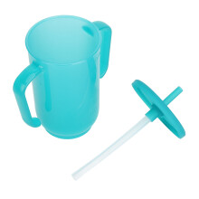 Reha-Becher 350 ml Sippbecher mit Strohhalm und zwei Griffen