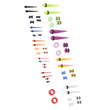 50 Stück Ohrenausdehnungs-Set Silikon-Tunnel & Acryl-Taper 1,6–12 mm