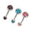 10 Stück Rhinestone Nabelpiercing-Ringe bunt gebogen 8