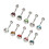 10 Stück Rhinestone Nabelpiercing-Ringe bunt gebogen 16
