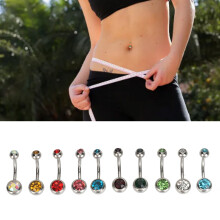10 piezas de barra curvada para ombligo de acero inoxidable con cristales de strass coloridos