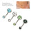 10 Stück Rhinestone Nabelpiercing-Ringe bunt gebogen 3